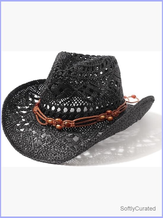 Straw Cowboy Hat with Shapeable Brim Woven Hollow Out Unisex  display picture 1